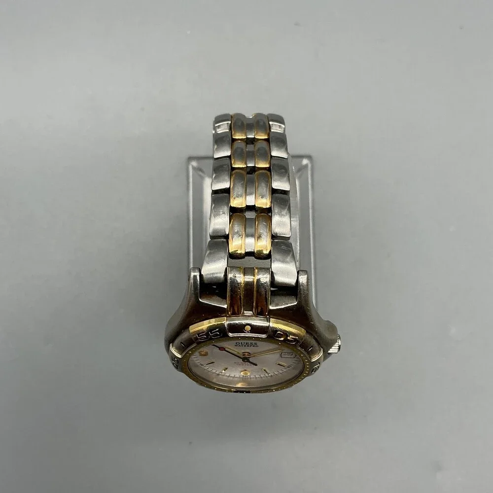 Guess Waterpro Womens Watch 28mm White Dial Two Tone 50M New Battery 5.5